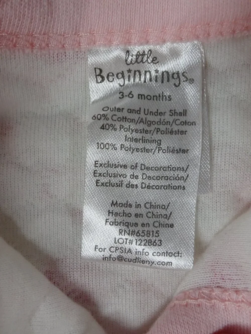Little Beginnings Baby Girl One Piece Footie Elephants Mommy Loves Me Size 3-6 M